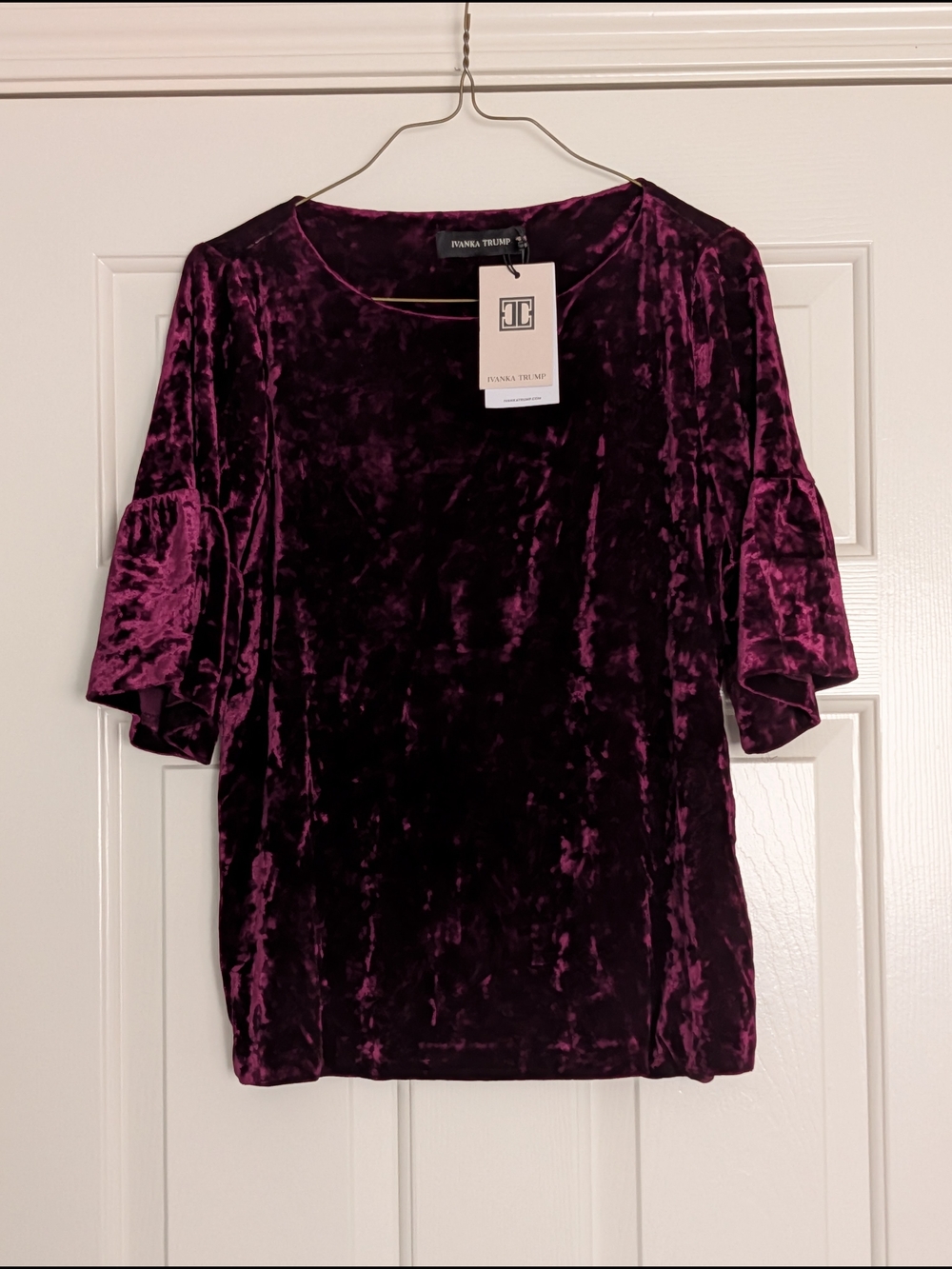 Ivanka Trump Plum Ruffle Sleeve Tunic Tagged $69 Medium